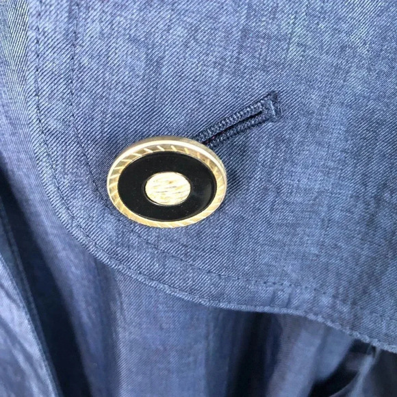 Neiman Marcus Navy Blue with Hot Pink Accents Trench Coat Raincoat - Picture 3 of 8